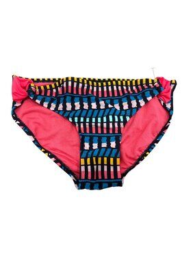 Multicolor Striped Geometric Pattern 10 Bikini Bottom Retro Maximalist NWOT